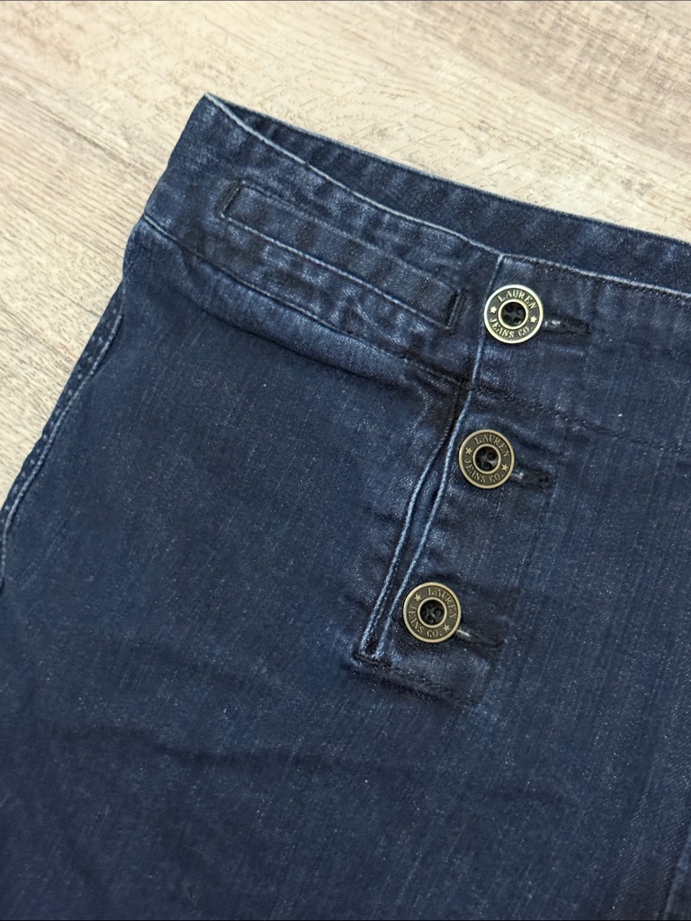 LRL Lauren Jeans Co Navy Cropped Sailor-Button Jeans - Picture 2 of 4